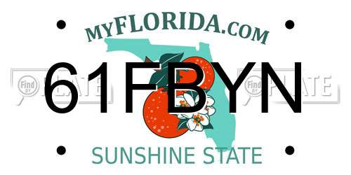 61FBYN Florida License Plate