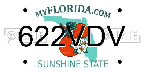 622VDV Florida License Plate