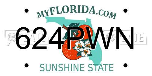 624PWN Florida License Plate