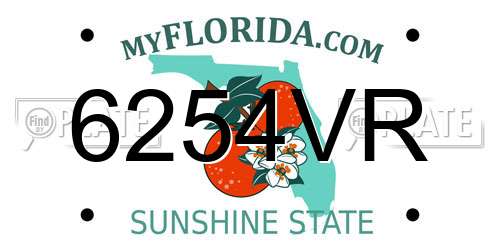 6254VR Florida License Plate