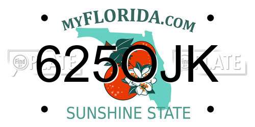 625OJK Florida License Plate