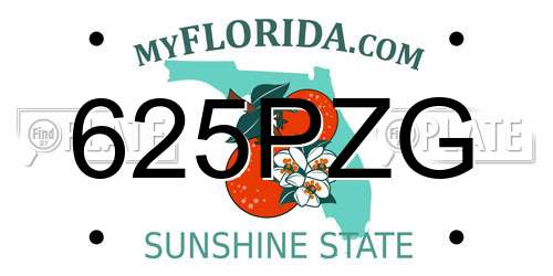 625PZG Florida License Plate