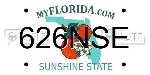 626NSE Florida License Plate