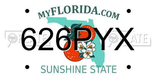 626PYX Florida License Plate