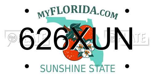 626XUN Florida License Plate