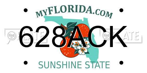628ACK Florida License Plate