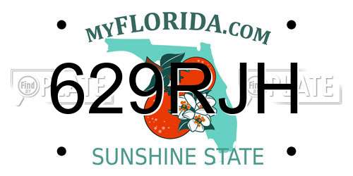 629RJH Florida License Plate