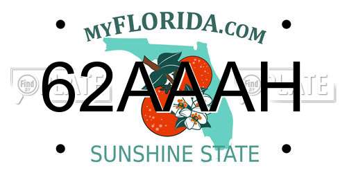 62AAAH Florida License Plate