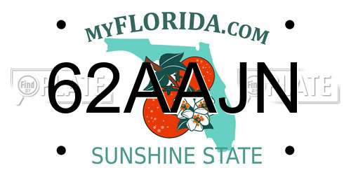 62AAJN Florida License Plate