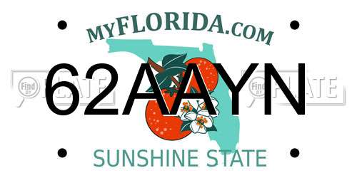 62AAYN Florida License Plate