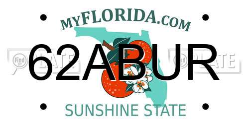 62ABUR Florida License Plate