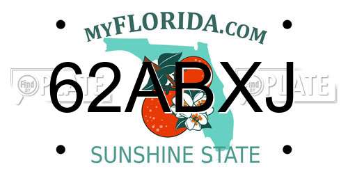 62ABXJ Florida License Plate