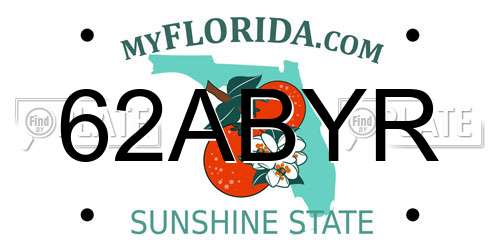 62ABYR Florida License Plate