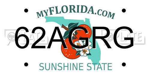 62AGRG Florida License Plate