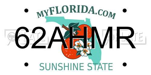 62AHMR Florida License Plate