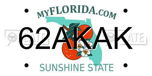 62AKAK Florida License Plate