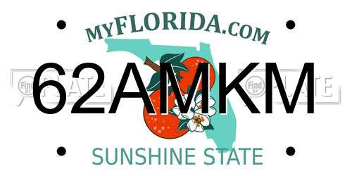 62AMKM Florida License Plate