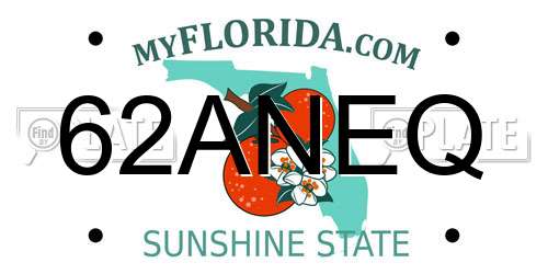 62ANEQ Florida License Plate