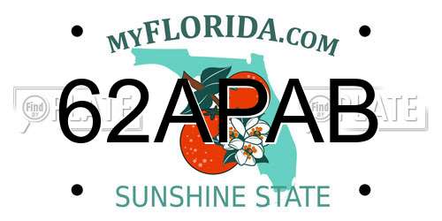 62APAB Florida License Plate