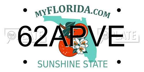 62APVE Florida License Plate