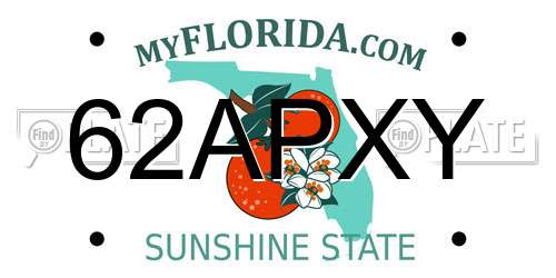 62APXY Florida License Plate