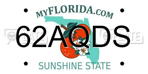 62AQDS Florida License Plate