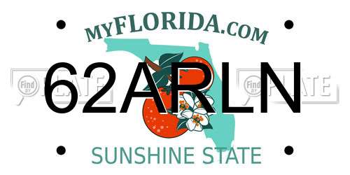 62ARLN Florida License Plate