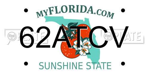 62ATCV Florida License Plate