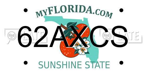 62AXCS Florida License Plate