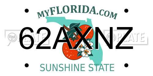 62AXNZ Florida License Plate
