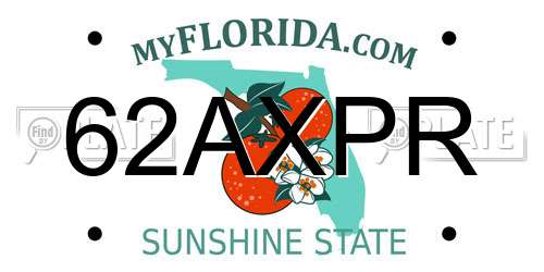 62AXPR Florida License Plate