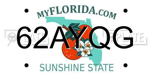 62AYQG Florida License Plate