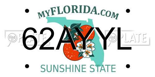 62AYYL Florida License Plate