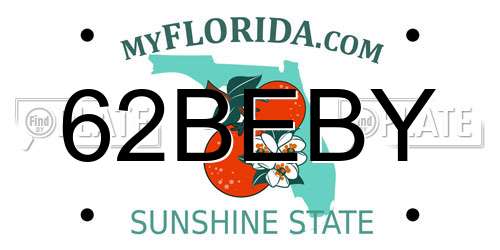 62BEBY Florida License Plate