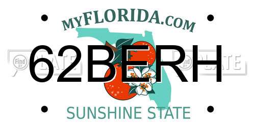 62BERH Florida License Plate