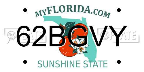 62BGVY Florida License Plate