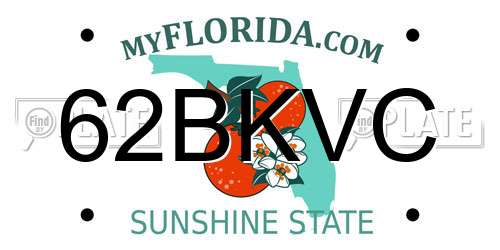 62BKVC Florida License Plate