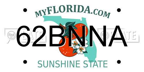 62BNNA Florida License Plate