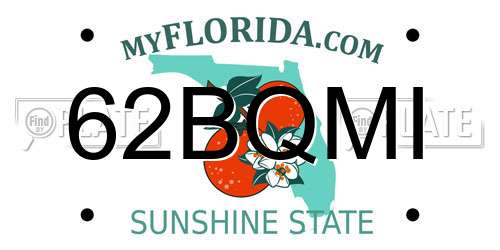 62BQMI Florida License Plate