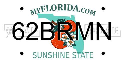 62BRMN Florida License Plate