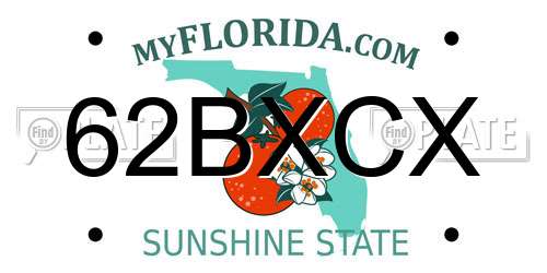 62BXCX Florida License Plate