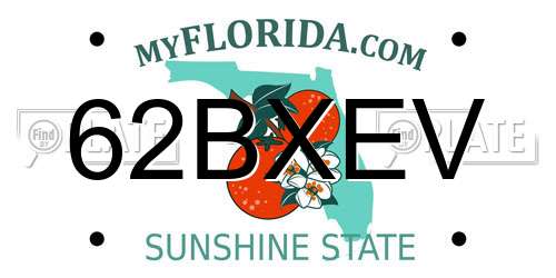 62BXEV Florida License Plate