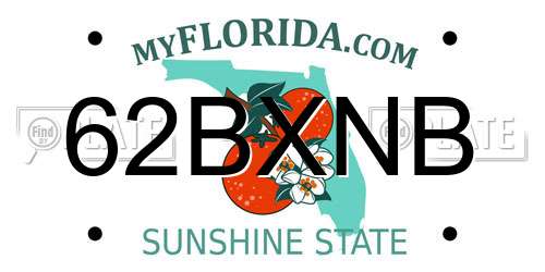 62BXNB Florida License Plate