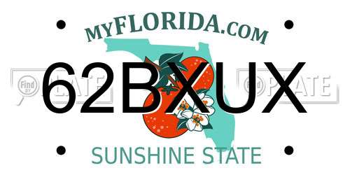 62BXUX Florida License Plate