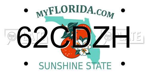 62CDZH Florida License Plate