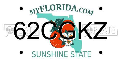 62CGKZ Florida License Plate