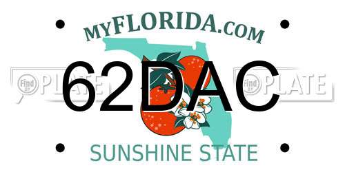 62DAC Florida License Plate