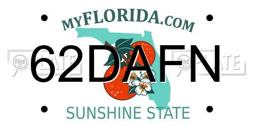62DAFN Florida License Plate