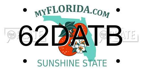 62DATB Florida License Plate
