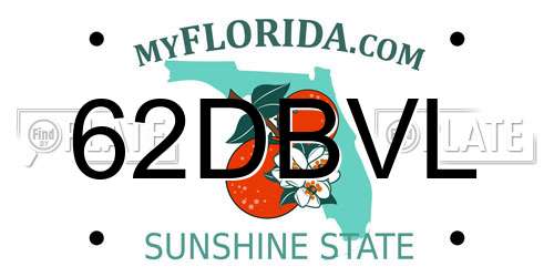 62DBVL Florida License Plate